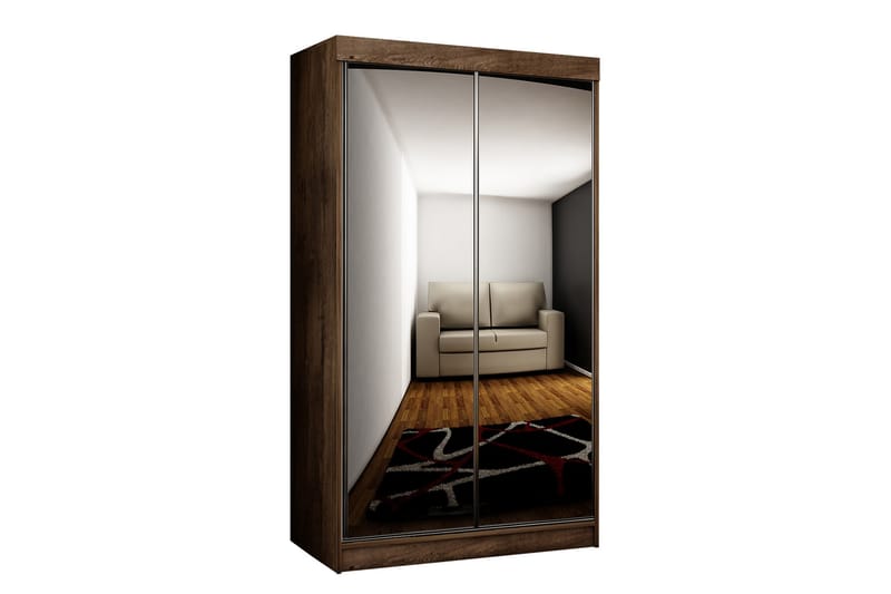 Dunkra Garderobeskap Med Speil 100x200 cm - Brun - Oppbevaring - Klesoppbevaring - Garderober & garderobesystem