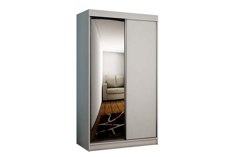 Dunkra Garderobeskap Med Speil 100x200 cm - Hvit - Oppbevaring - Klesoppbevaring - Garderober & garderobesystem