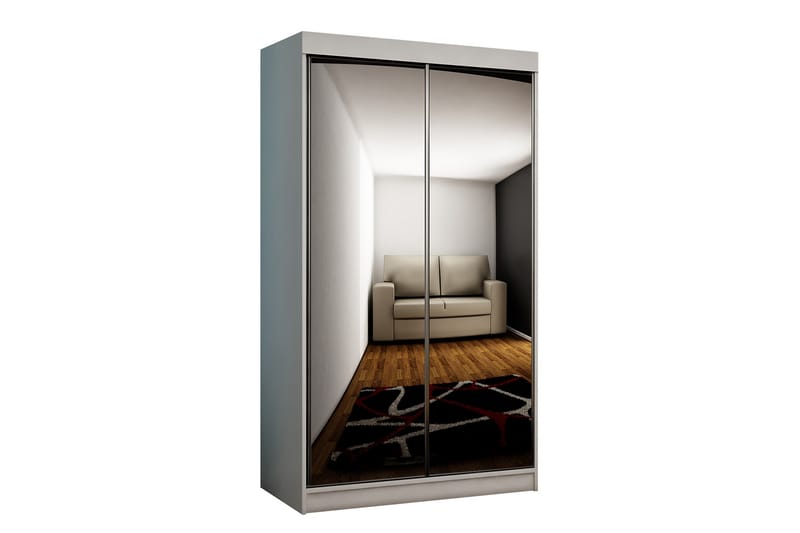 Dunkra Garderobeskap Med Speil 100x200 cm - Hvit - Oppbevaring - Klesoppbevaring - Garderober & garderobesystem