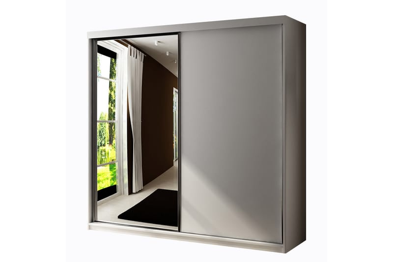 Dunkra Garderobeskap Med Speil 200x200 cm - Hvit - Oppbevaring - Klesoppbevaring - Garderober & garderobesystem