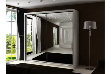 Dunkra Garderobeskap Med Speil 200x200 cm - Hvit - Oppbevaring - Klesoppbevaring - Garderober & garderobesystem