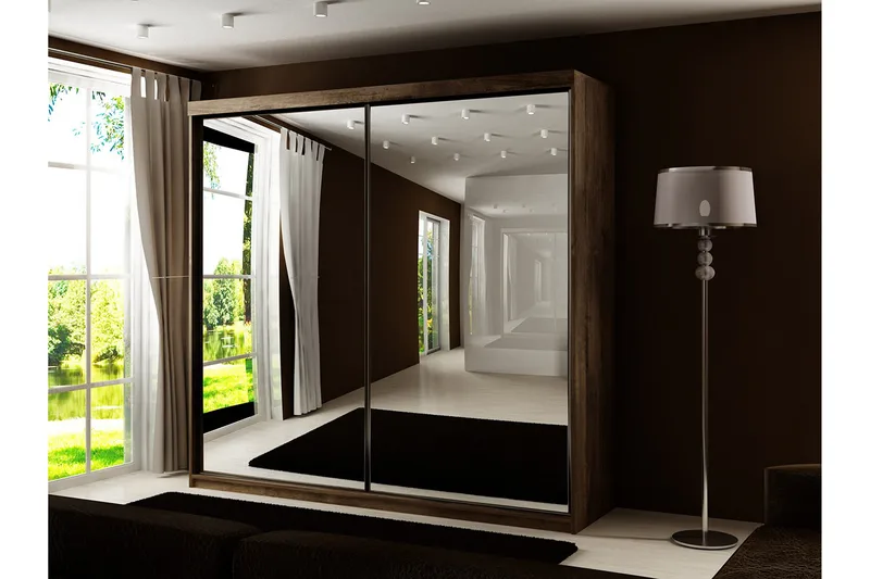 Dunkra Garderobeskap Med Speil 200x200 cm - Oppbevaring - Klesoppbevaring - Garderober & garderobesystem