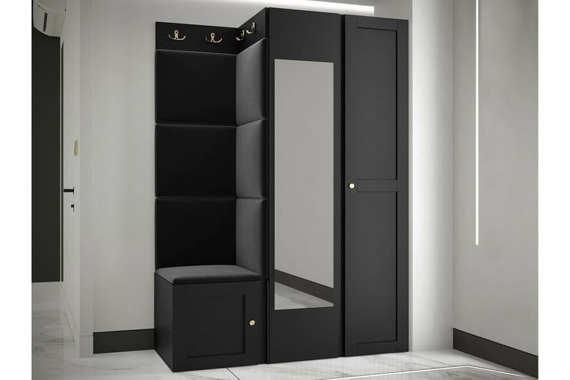 Dunvegan Garderob m. Spegel Black - Oppbevaring - Klesoppbevaring - Garderober & garderobesystem