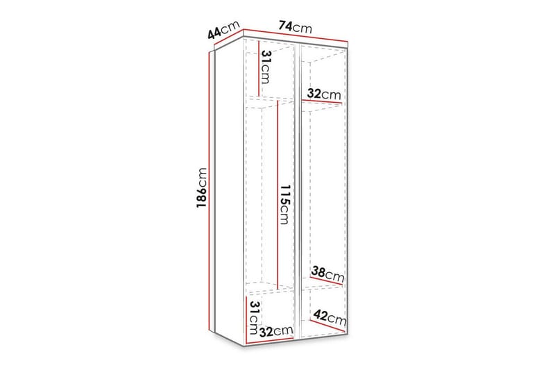 Dunvegan Garderob m. Spegel Black - Oppbevaring - Klesoppbevaring - Garderober & garderobesystem