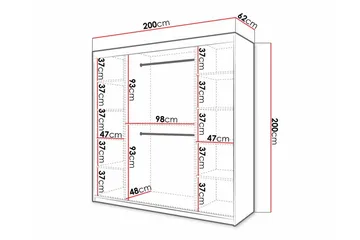 Dunvegan Garderobe med speil - Hvid - Oppbevaring - Klesoppbevaring - Garderober & garderobesystem