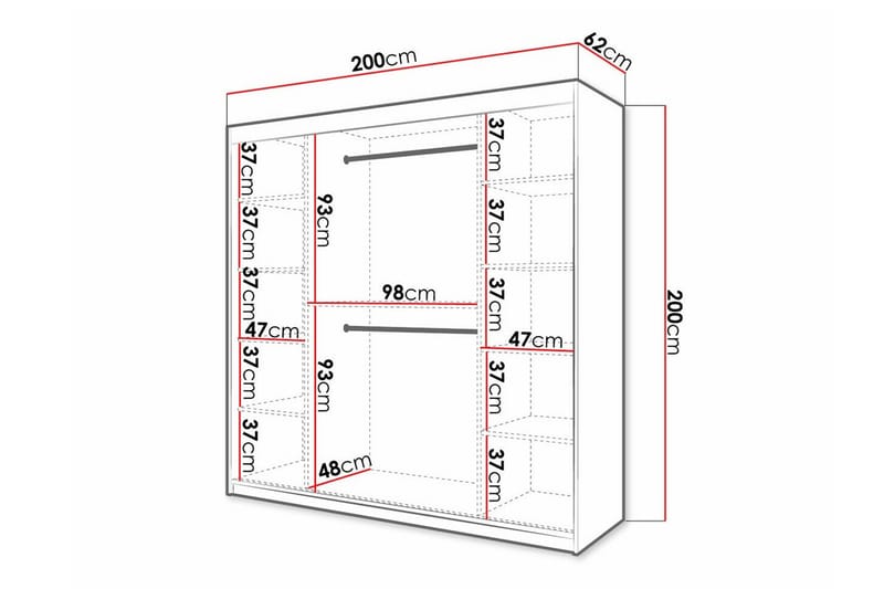 Dunvegan Garderobe med speil - Hvid - Oppbevaring - Klesoppbevaring - Garderober & garderobesystem