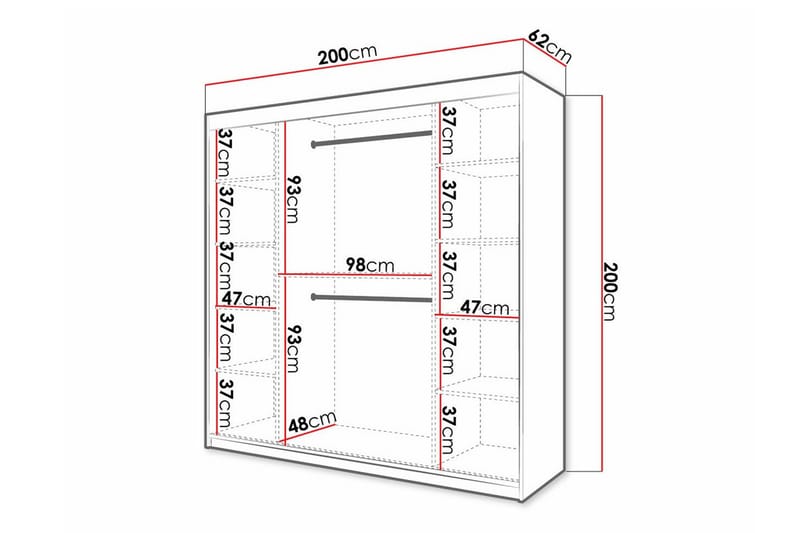 Dunvegan Garderobe med speil - Hvid - Oppbevaring - Klesoppbevaring - Garderober & garderobesystem