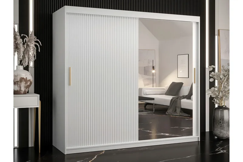Dunvegan Garderobe med speil - Hvid - Oppbevaring - Klesoppbevaring - Garderober & garderobesystem