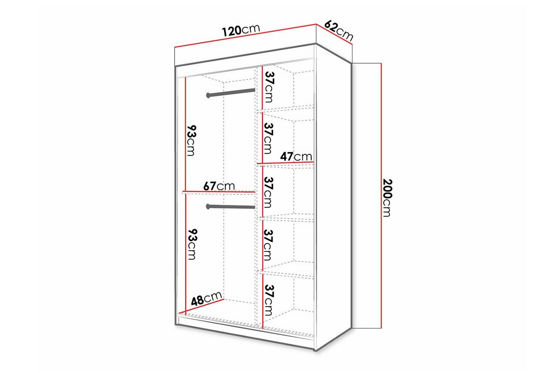 Dunvegan Garderobe med speil - Svart - Oppbevaring - Klesoppbevaring - Garderober & garderobesystem