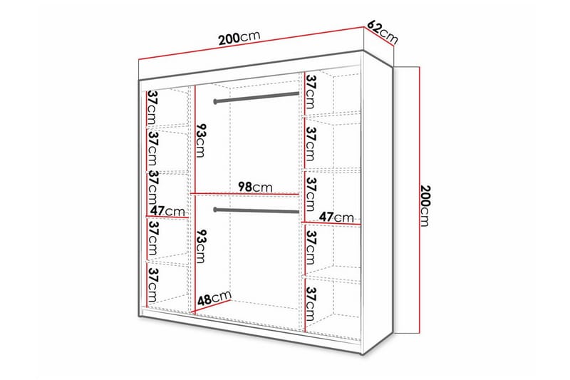 Dunvegan Garderobe med speil - Svart - Oppbevaring - Klesoppbevaring - Garderober & garderobesystem