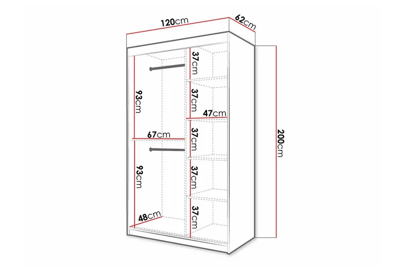 Dunvegan Garderobe med speil - Svart - Oppbevaring - Klesoppbevaring - Garderober & garderobesystem