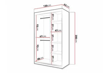 Dunvegan Garderobeskap 120 cm i Malt Tre - Hvit - Oppbevaring - Klesoppbevaring - Garderober & garderobesystem