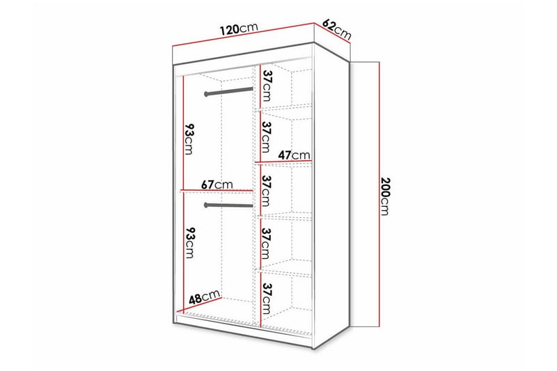 Dunvegan Garderobeskap 120 cm i Malt Tre - Hvit - Oppbevaring - Klesoppbevaring - Garderober & garderobesystem