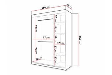 Dunvegan Garderobeskap 150 cm i Malt Tre - Hvit - Oppbevaring - Klesoppbevaring - Garderober & garderobesystem