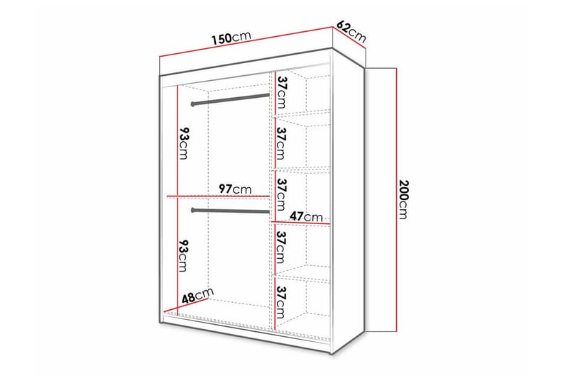 Dunvegan Garderobeskap 150 cm i Malt Tre - Hvit - Oppbevaring - Klesoppbevaring - Garderober & garderobesystem