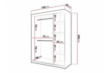 Dunvegan Garderobeskap 150 cm i Malt Tre - Svart - Oppbevaring - Klesoppbevaring - Garderober & garderobesystem