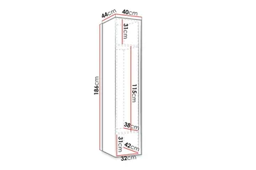Dunvegan Garderobeskap med Speil 40 cm i Malt Tre - Svart - Oppbevaring - Klesoppbevaring - Garderober & garderobesystem