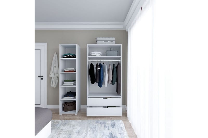 Durusu Garderobe 130x183 cm - Hvit - Oppbevaring - Klesoppbevaring - Garderober & garderobesystem