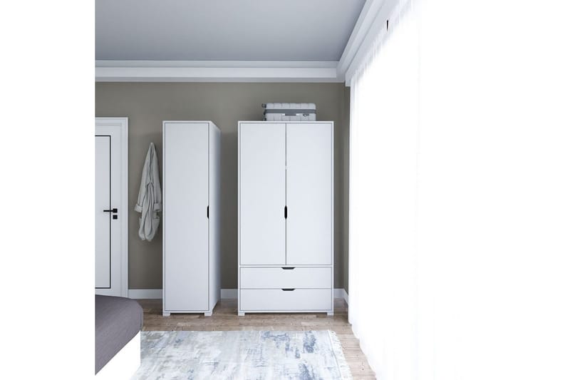 Durusu Garderobe 130x183 cm - Hvit - Oppbevaring - Klesoppbevaring - Garderober & garderobesystem