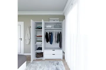 Durusu Garderobe 130x183 cm - Hvit - Oppbevaring - Klesoppbevaring - Garderober & garderobesystem