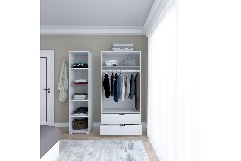 Durusu Garderobe 130x183 cm - Hvit - Oppbevaring - Klesoppbevaring - Garderober & garderobesystem
