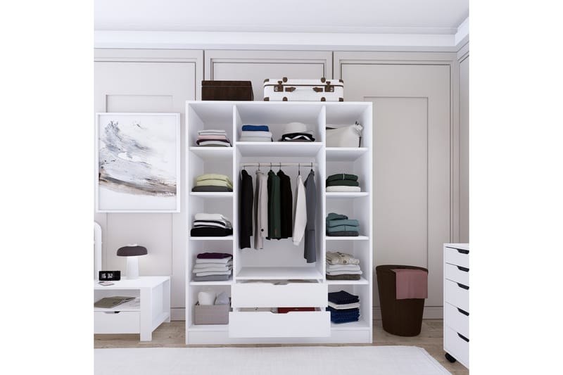 Durusu Garderobe 140x182 cm - Matt hvit - Oppbevaring - Klesoppbevaring - Garderober & garderobesystem