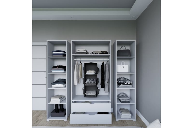 Durusu Garderobe 170x183 cm - Matt hvit - Oppbevaring - Klesoppbevaring - Garderober & garderobesystem