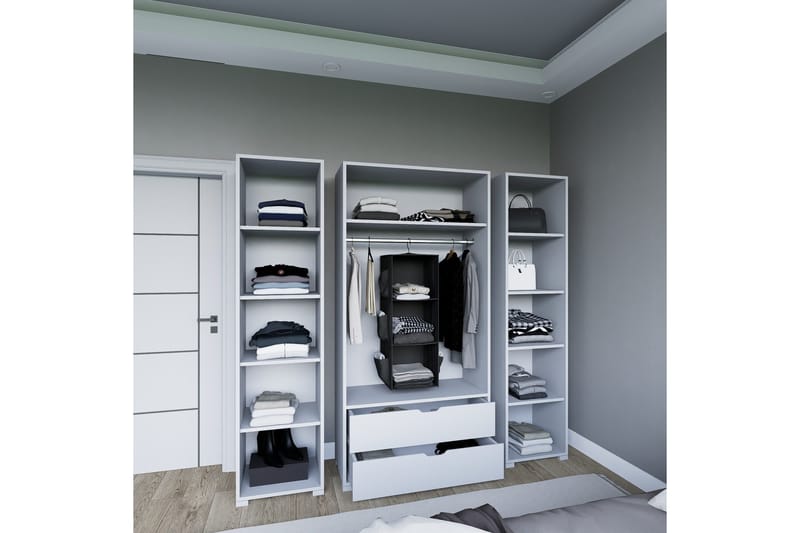 Durusu Garderobe 170x183 cm - Matt hvit - Oppbevaring - Klesoppbevaring - Garderober & garderobesystem