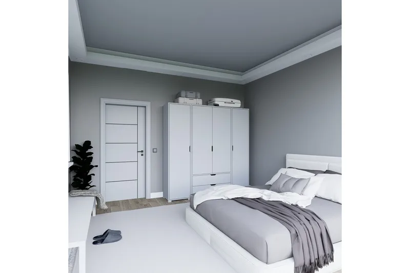 Durusu Garderobe 170x183 cm - Matt hvit - Oppbevaring - Klesoppbevaring - Garderober & garderobesystem