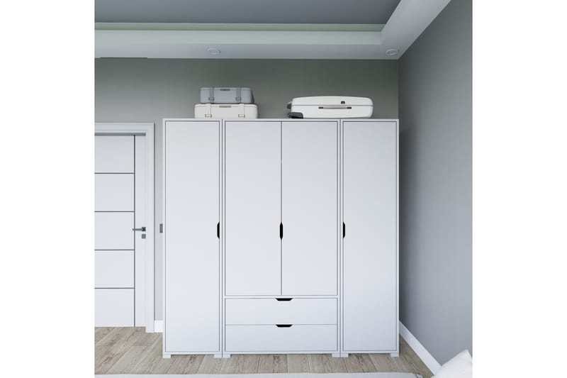 Durusu Garderobe 170x183 cm - Matt hvit - Oppbevaring - Klesoppbevaring - Garderober & garderobesystem