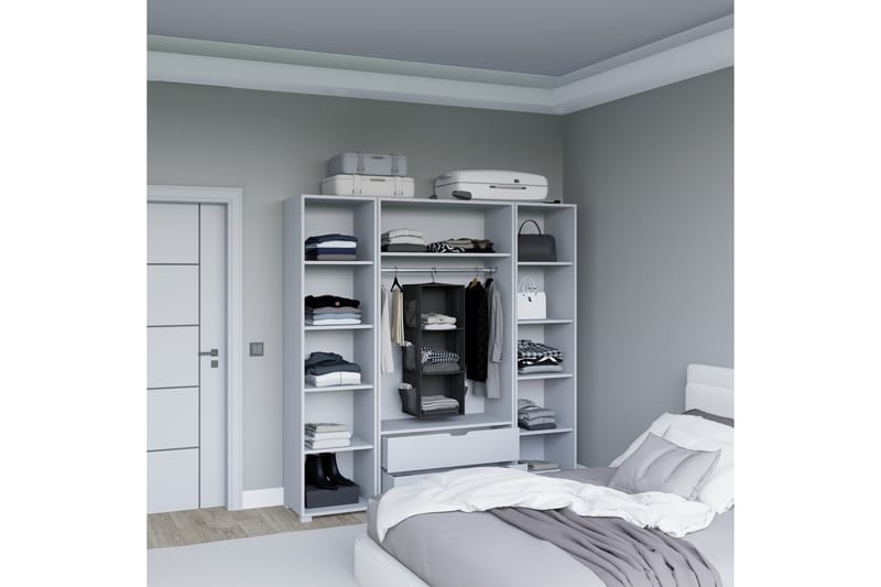 Durusu Garderobe 170x183 cm - Matt hvit - Oppbevaring - Klesoppbevaring - Garderober & garderobesystem