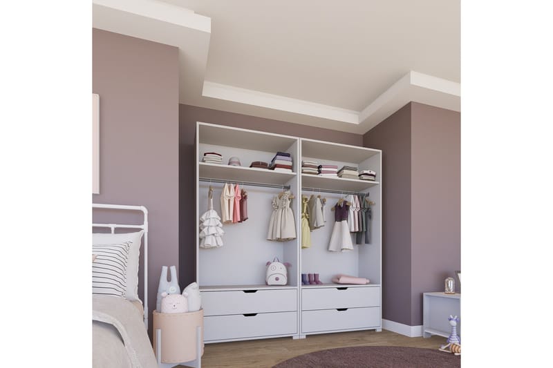 Durusu Garderobe 180x183 cm - Matt hvit - Oppbevaring - Klesoppbevaring - Garderober & garderobesystem