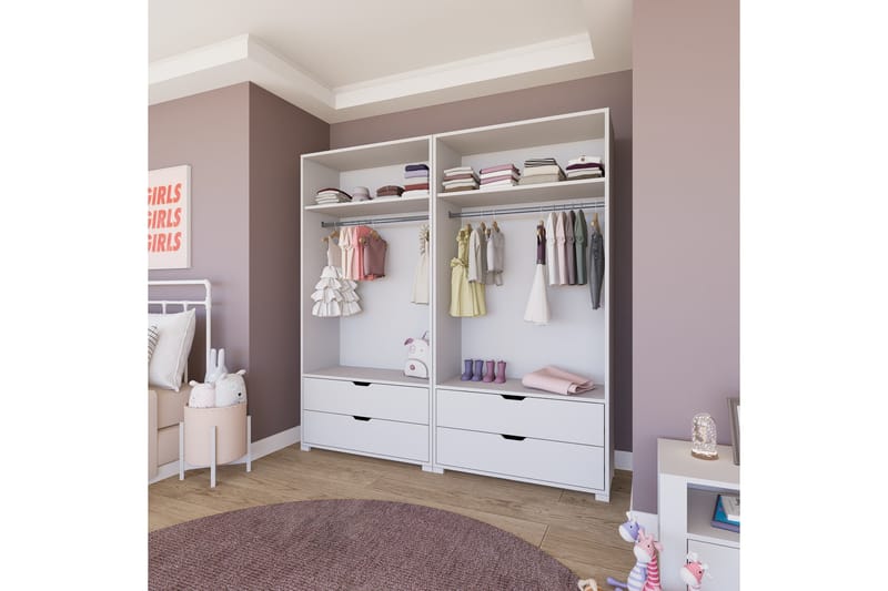 Durusu Garderobe 180x183 cm - Matt hvit - Oppbevaring - Klesoppbevaring - Garderober & garderobesystem
