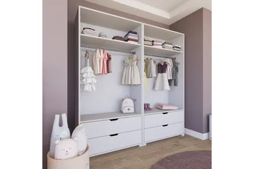 Durusu Garderobe 180x183 cm - Matt hvit - Oppbevaring - Klesoppbevaring - Garderober & garderobesystem
