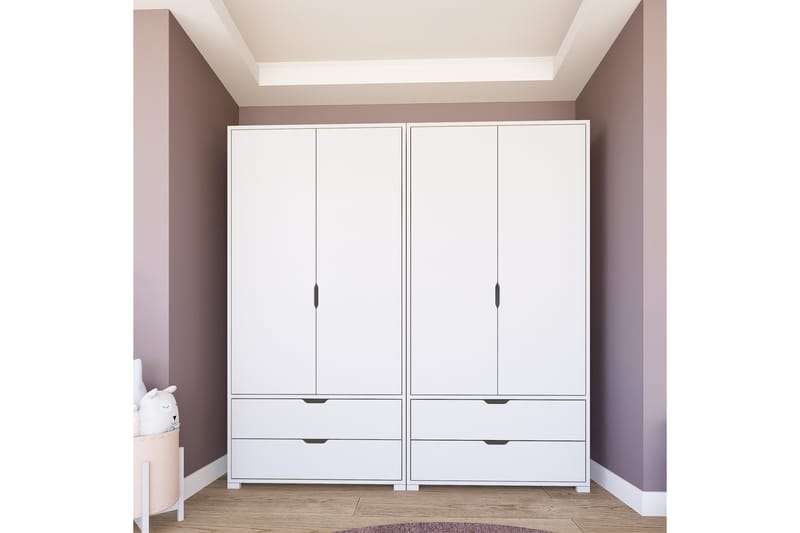 Durusu Garderobe 180x183 cm - Matt hvit - Oppbevaring - Klesoppbevaring - Garderober & garderobesystem