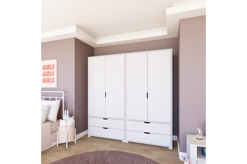 Durusu Garderobe 180x183 cm - Matt hvit - Oppbevaring - Klesoppbevaring - Garderober & garderobesystem