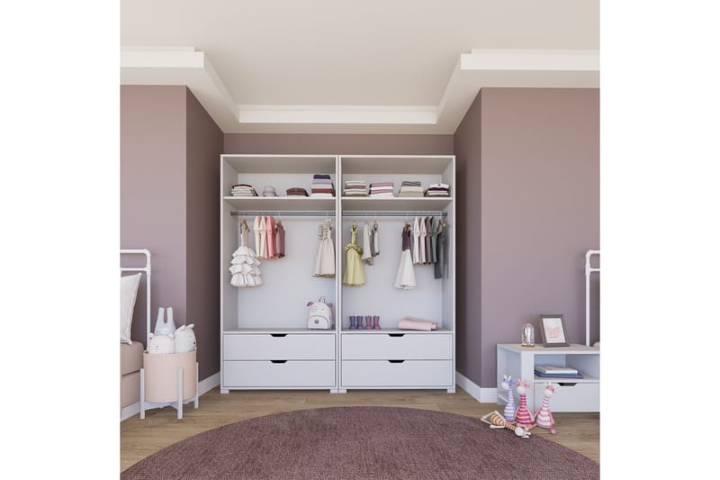 Durusu Garderobe 180x183 cm - Matt hvit - Oppbevaring - Klesoppbevaring - Garderober & garderobesystem