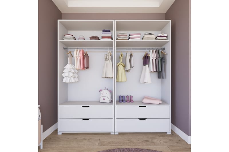 Durusu Garderobe 180x183 cm - Matt hvit - Oppbevaring - Klesoppbevaring - Garderober & garderobesystem