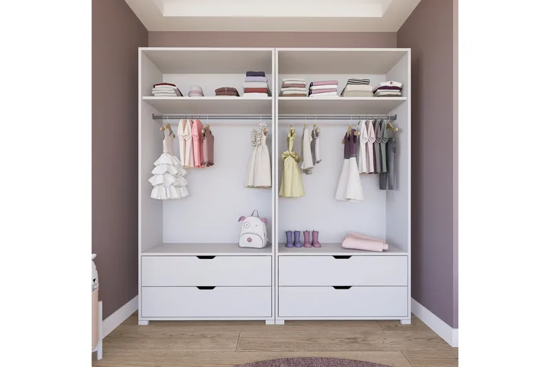 Durusu Garderobe 180x183 cm - Matt hvit - Oppbevaring - Klesoppbevaring - Garderober & garderobesystem