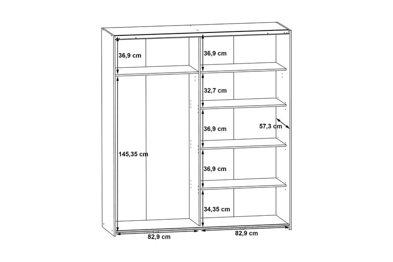 Edessa Garderobe 62x171 cm - Grå - Oppbevaring - Klesoppbevaring - Garderober & garderobesystem
