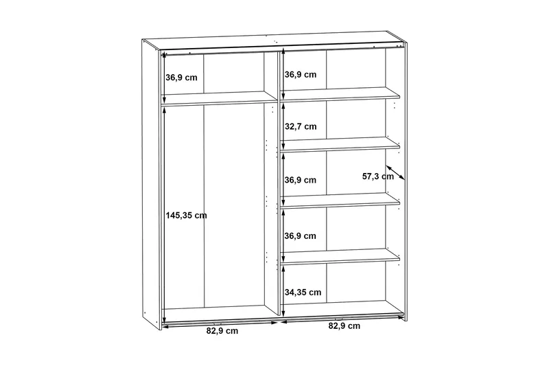 Edessa Garderobe 62x171 cm - Grå - Oppbevaring - Klesoppbevaring - Garderober & garderobesystem