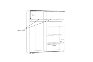 Edessa Garderobe 62x171 cm - Hvit - Oppbevaring - Klesoppbevaring - Garderober & garderobesystem