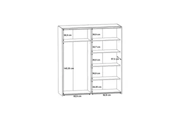 Edessa Garderobe 62x171 cm - Mørkegrå - Oppbevaring - Klesoppbevaring - Garderober & garderobesystem