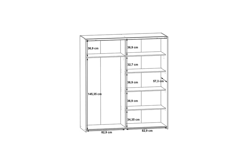 Edessa Garderobe 62x171 cm - Mørkegrå - Oppbevaring - Klesoppbevaring - Garderober & garderobesystem