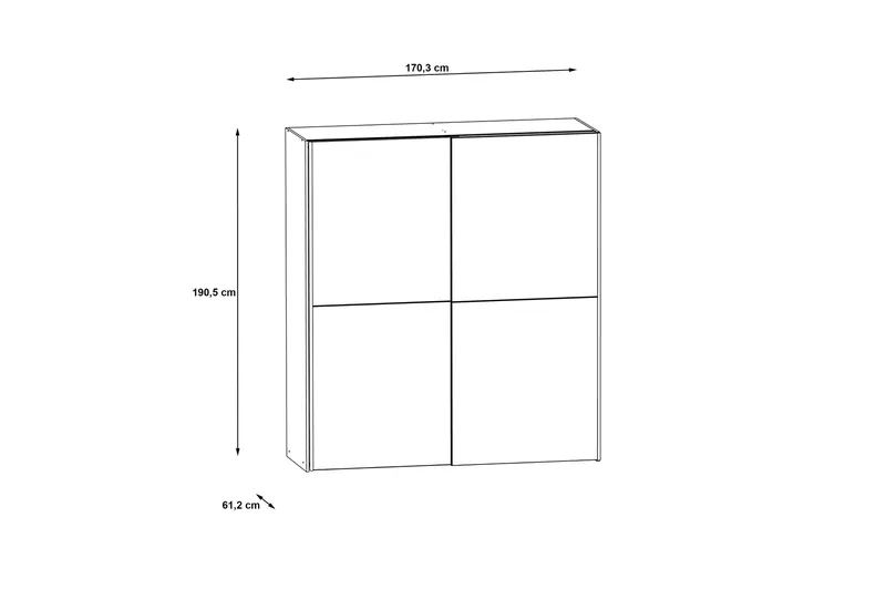 Edessa Garderobe 62x171 cm - Mørkegrå - Oppbevaring - Klesoppbevaring - Garderober & garderobesystem
