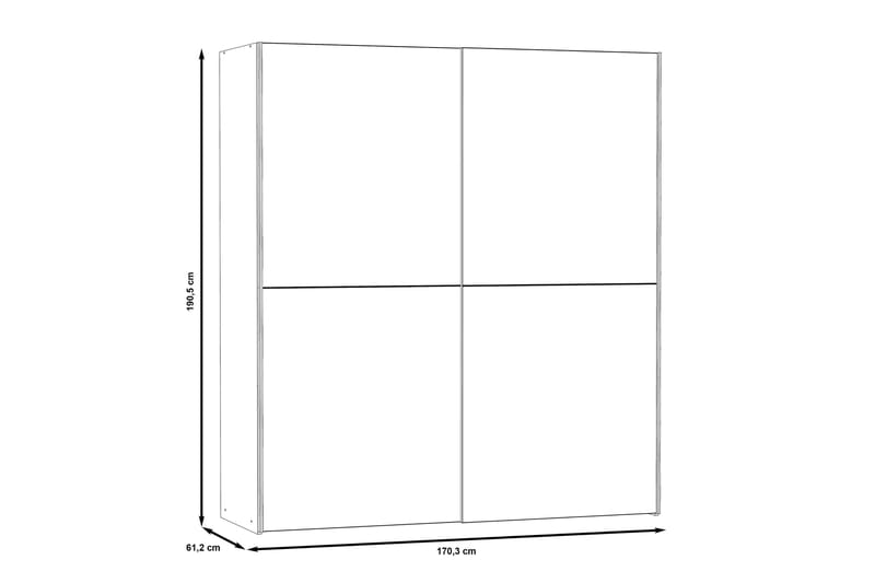 Edessa Rektangulær Garderobeskap med Skyvedører 62x171 cm i Tre - Hvit - Oppbevaring - Klesoppbevaring - Garderober & garderobesystem