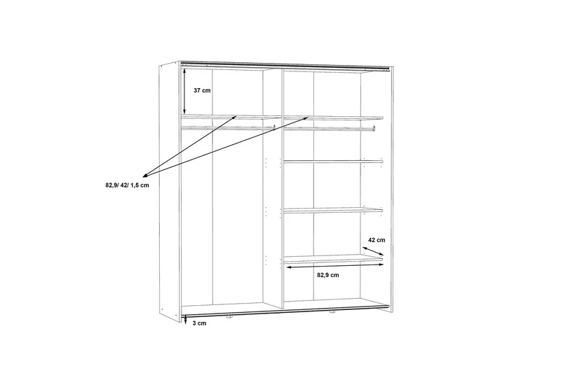Edessa Rektangulær Garderobeskap med Skyvedører 62x171 cm i Tre - Hvit - Oppbevaring - Klesoppbevaring - Garderober & garderobesystem