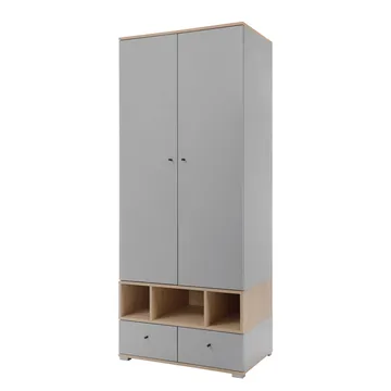 Edson Garderobe 80 cm med Oppbevaring i Lyst Tre - Lysegrå - Oppbevaring - Klesoppbevaring - Garderober & garderobesystem