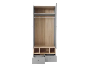 Edson Garderobe 80 cm med Oppbevaring i Lyst Tre - Lysegrå - Oppbevaring - Klesoppbevaring - Garderober & garderobesystem