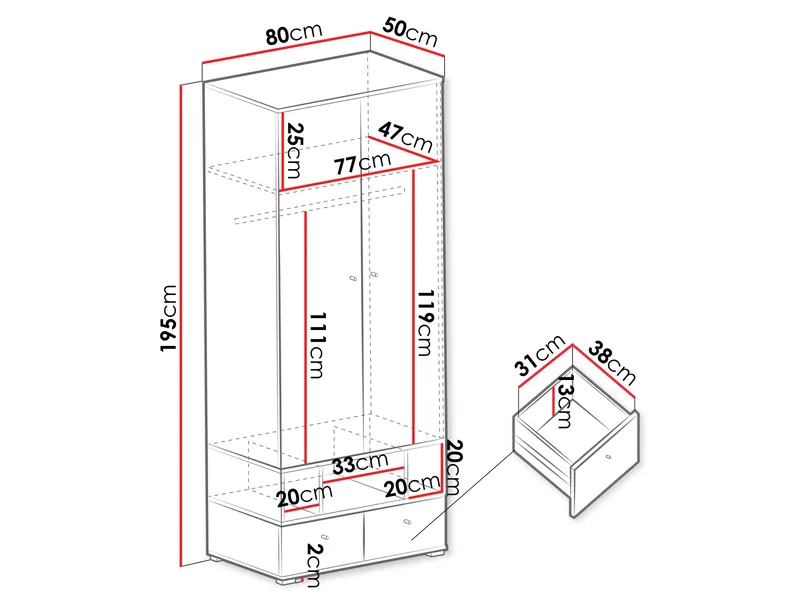 Edson Garderobeskap 80 cm - Oppbevaring - Klesoppbevaring - Garderober & garderobesystem